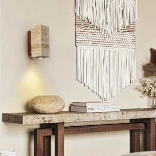 Stone Wood Minimalist Travertine Wall Light