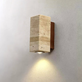 Stone Wood Minimalist Travertine Wall Light