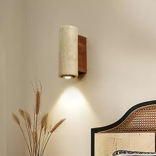 Stone Wood Minimalist Travertine Wall Light