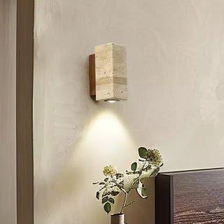 Stone Wood Minimalist Travertine Wall Light