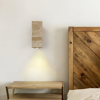 Stone Wood Minimalist Travertine Wall Light
