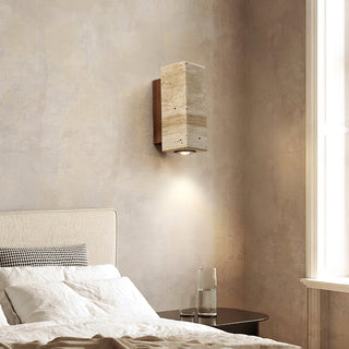 Stone Wood Minimalist Travertine Wall Light