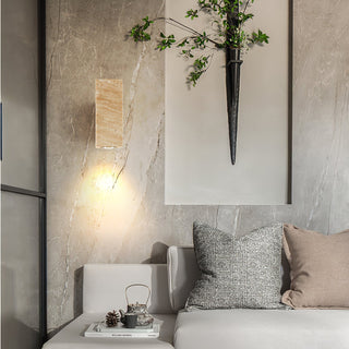 Stone Wood Minimalist Travertine Wall Light