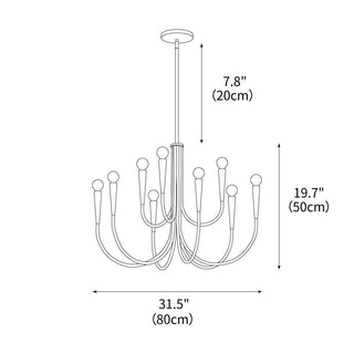 Swoop Arm Mid-Century Modern Metal Chandelier