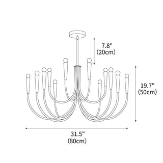 Swoop Arm Mid-Century Modern Metal Chandelier