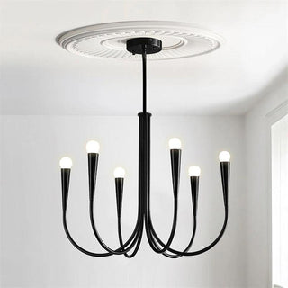 Swoop Arm Mid-Century Modern Metal Chandelier