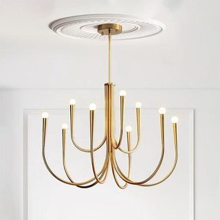 Swoop Arm Mid-Century Modern Metal Chandelier