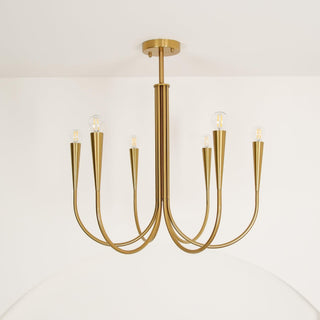 Swoop Arm Mid-Century Modern Metal Chandelier