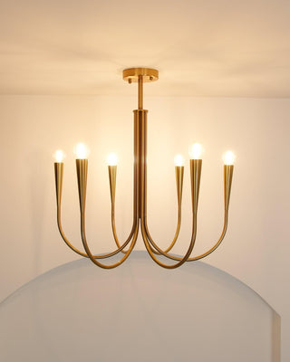 Swoop Arm Mid-Century Modern Metal Chandelier