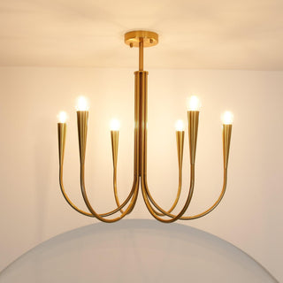 Swoop Arm Mid-Century Modern Metal Chandelier