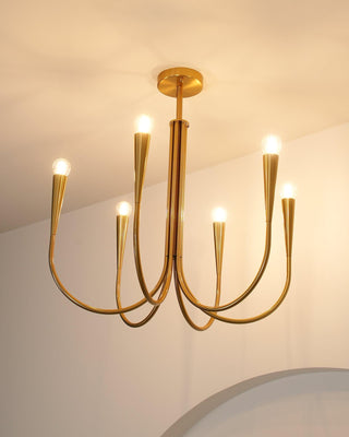 Swoop Arm Mid-Century Modern Metal Chandelier