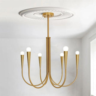 Swoop Arm Mid-Century Modern Metal Chandelier