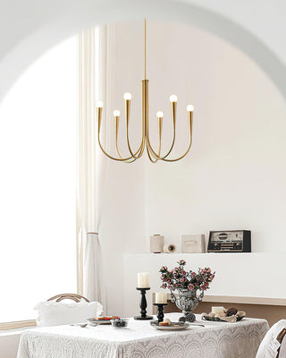 Swoop Arm Mid-Century Modern Metal Chandelier