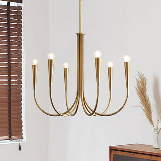 Swoop Arm Mid-Century Modern Metal Chandelier