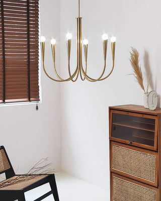 Swoop Arm Mid-Century Modern Metal Chandelier