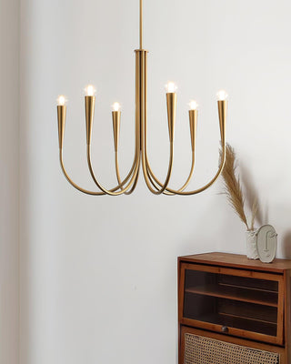 Swoop Arm Mid-Century Modern Metal Chandelier