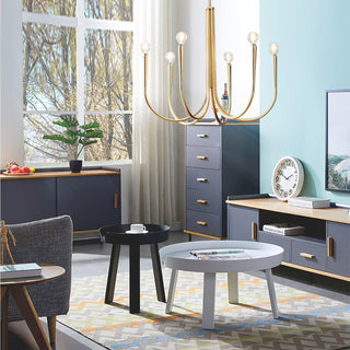 Swoop Arm Mid-Century Modern Metal Chandelier