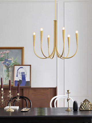 Swoop Arm Mid-Century Modern Metal Chandelier