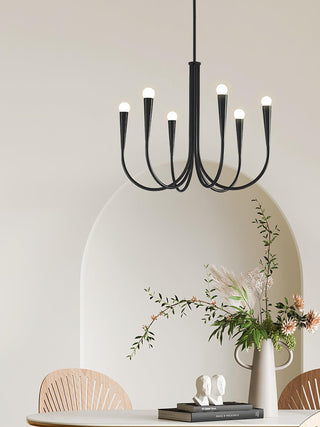 Swoop Arm Mid-Century Modern Metal Chandelier