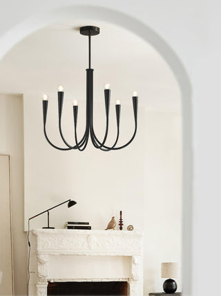 Swoop Arm Mid-Century Modern Metal Chandelier