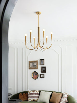 Swoop Arm Mid-Century Modern Metal Chandelier