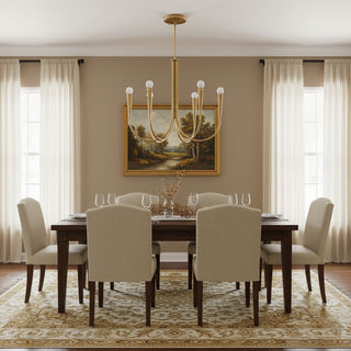 Swoop Arm Mid-Century Modern Metal Chandelier