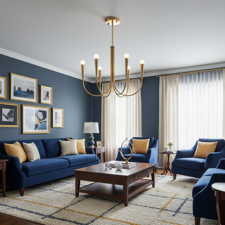 Swoop Arm Mid-Century Modern Metal Chandelier