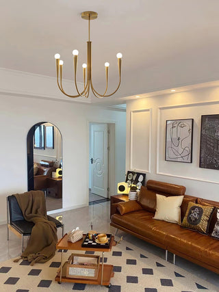 Swoop Arm Mid-Century Modern Metal Chandelier