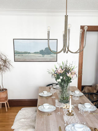 Swoop Arm Mid-Century Modern Metal Chandelier