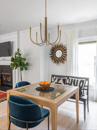 Swoop Arm Mid-Century Modern Metal Chandelier