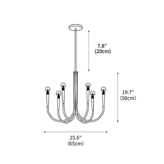 Swoop Arm Mid-Century Modern Metal Chandelier