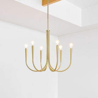 Swoop Arm Mid-Century Modern Metal Chandelier