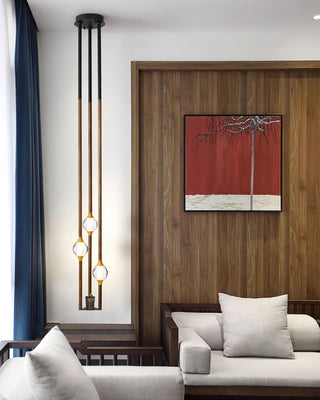 Triline Contemporary Wood Acrylic Ceiling Lamp