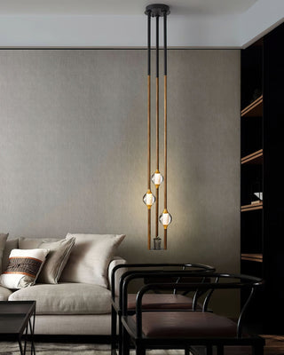 Triline Contemporary Wood Acrylic Ceiling Lamp