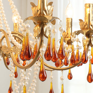 Teresa Crimson Crystal Tiered Chandelier