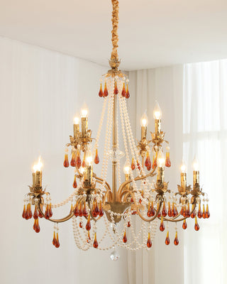 Teresa Crimson Crystal Tiered Chandelier