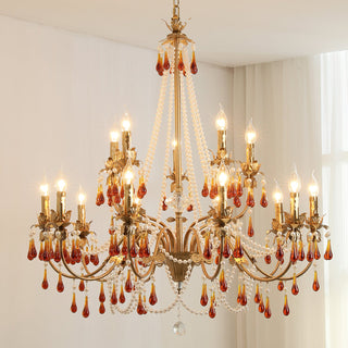 Teresa Crimson Crystal Tiered Chandelier