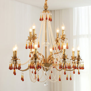 Teresa Crimson Crystal Tiered Chandelier