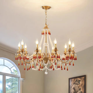 Teresa Crimson Crystal Tiered Chandelier