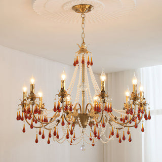 Teresa Crimson Crystal Tiered Chandelier