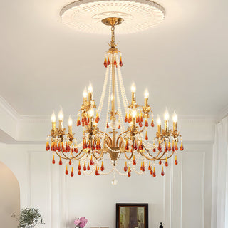 Teresa Crimson Crystal Tiered Chandelier