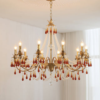 Teresa Crimson Crystal Tiered Chandelier