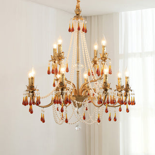 Teresa Crimson Crystal Tiered Chandelier