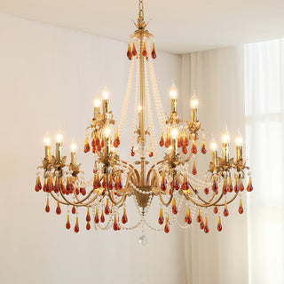 Teresa Crimson Crystal Tiered Chandelier
