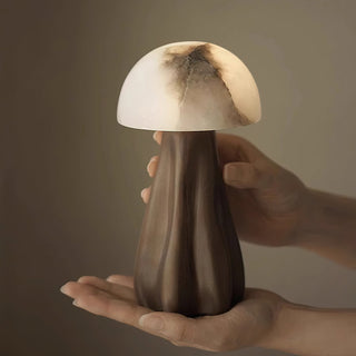 Terra Black Sculptural Wood & Alabaster Table Lamp