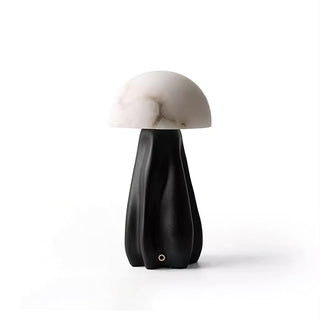 Terra Black Sculptural Wood & Alabaster Table Lamp