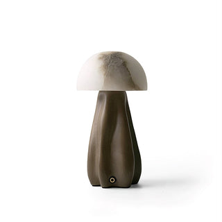 Terra Black Sculptural Wood & Alabaster Table Lamp