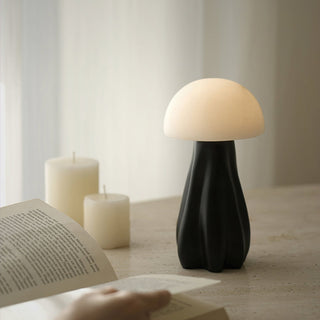 Terra Black Sculptural Wood & Alabaster Table Lamp