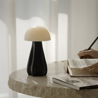 Terra Black Sculptural Wood & Alabaster Table Lamp