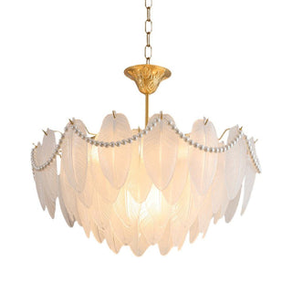 Texture Glass Leaf Airy Glass Chandelier